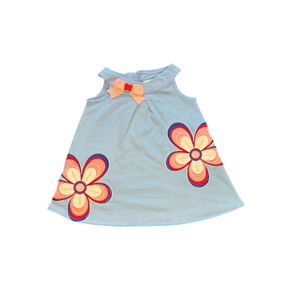 Rare Editions Toddler Girls Blue Floral Bow Sleeveless Sun Dress 18M